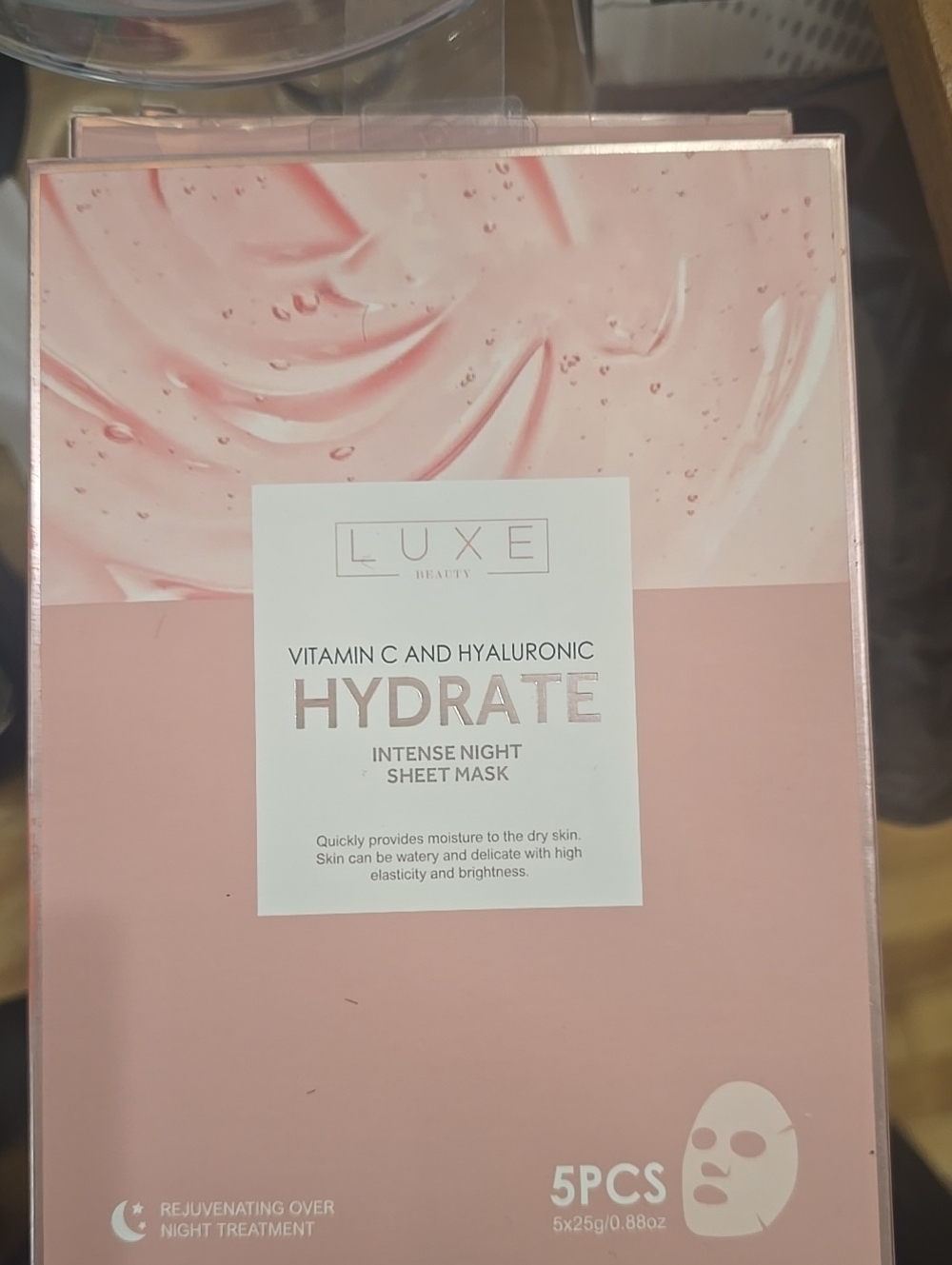 Luxe Vitamin C + Hyaluronic Infused Sheet Mask - 5 Masks Soft Pink
